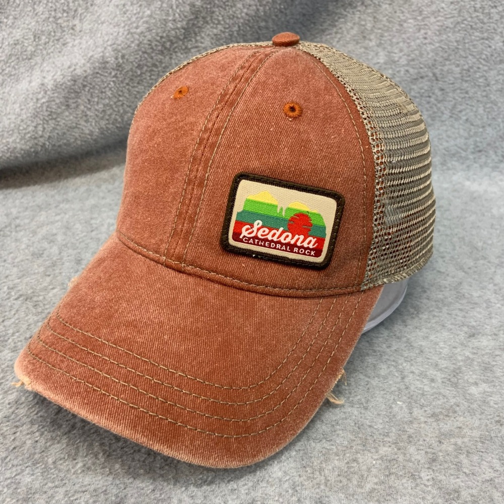 Sedona Cathedral Rock Unisex Orange Hat Graphix 360 Trucker Distressed OSFM